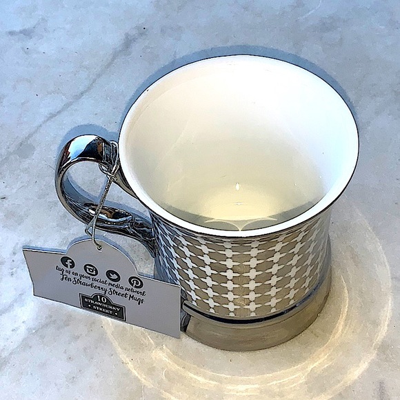 10 STRAWBERRY STREET MUG SILVER METALLIC FOOTED 12 FL OZ - Picture 5 of 8